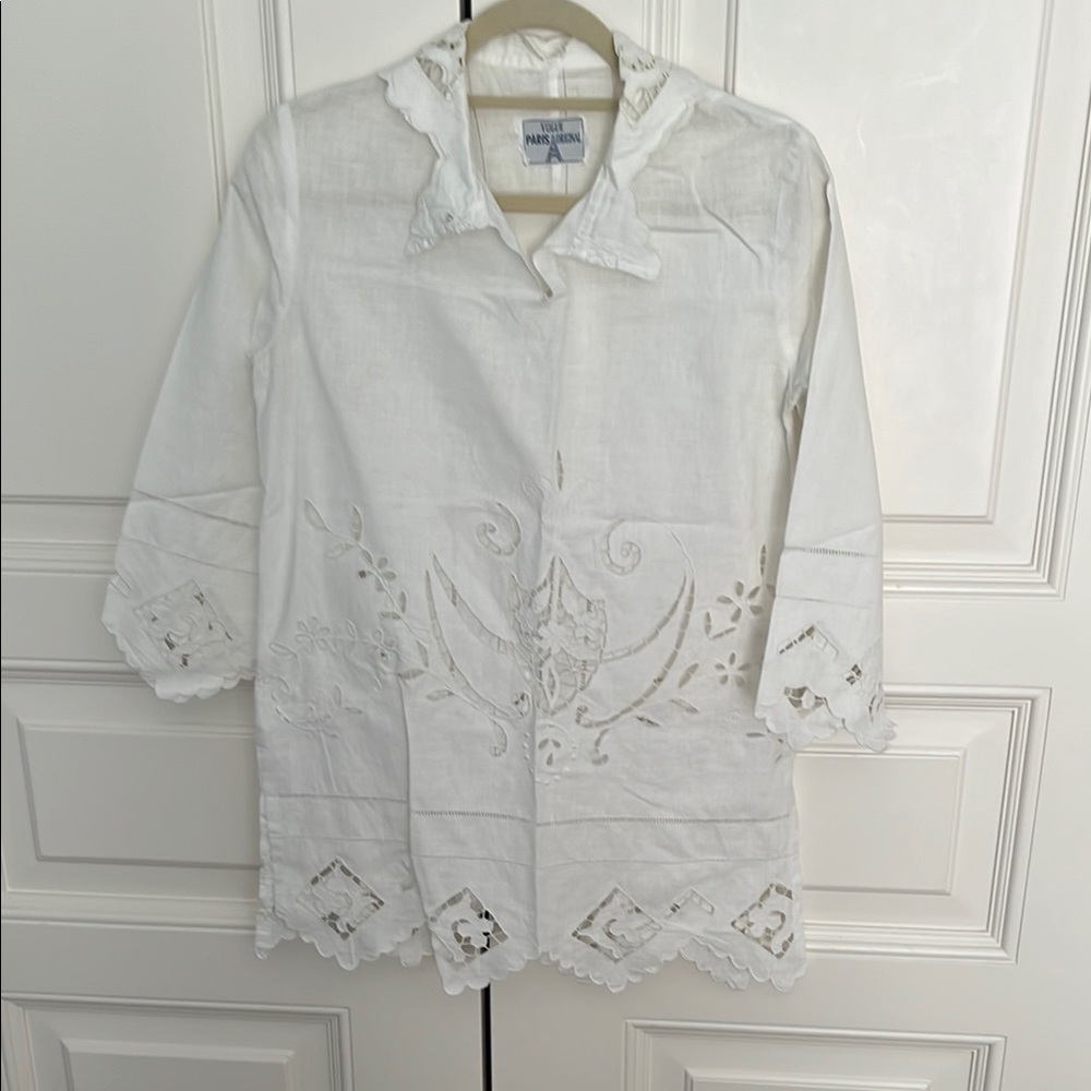White Embroidered Tunic Top